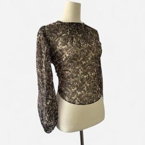 Elegant Brown Patterned Women's Top